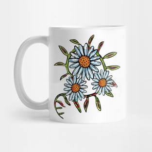 Bright daisy flowers with swirly leaves Mug